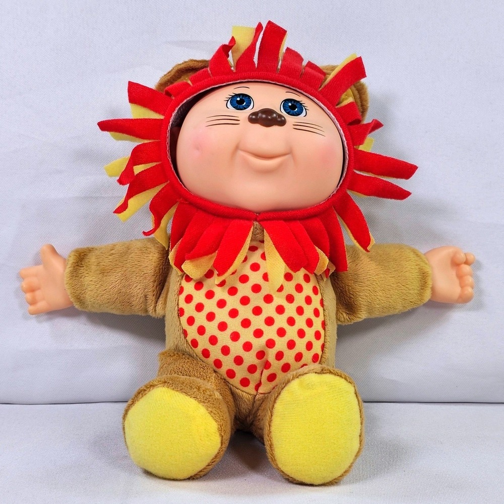 Cabbage Patch Kids Cuties Lion Plush Doll Tan Red Polka Dot 9 inch Toy